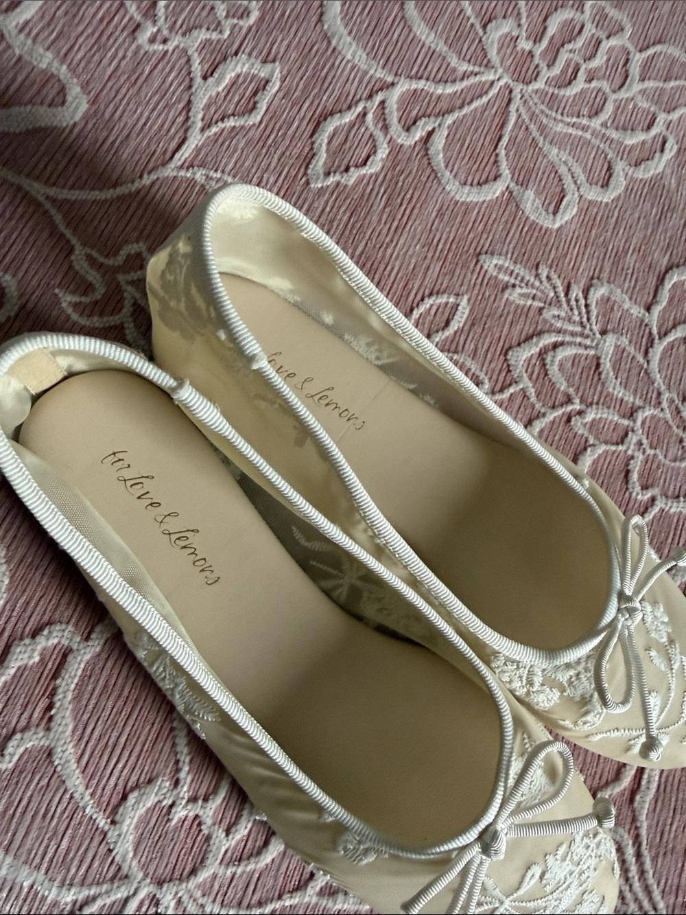 For Love & Lemons Cream Lace Ballet Flats